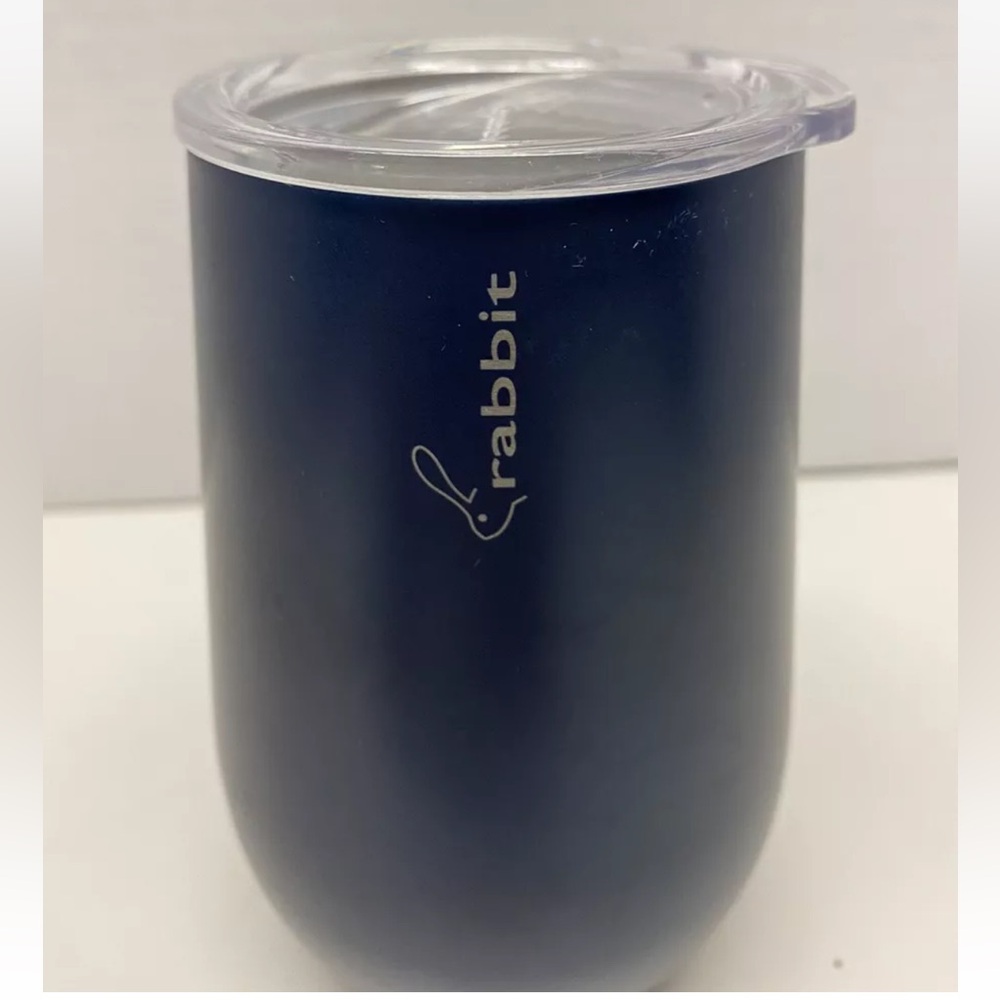 RABBIT 12 OZ BLUE SEAMLESS DRINKING TUMBLER  WITH LID AND FILL LINE
